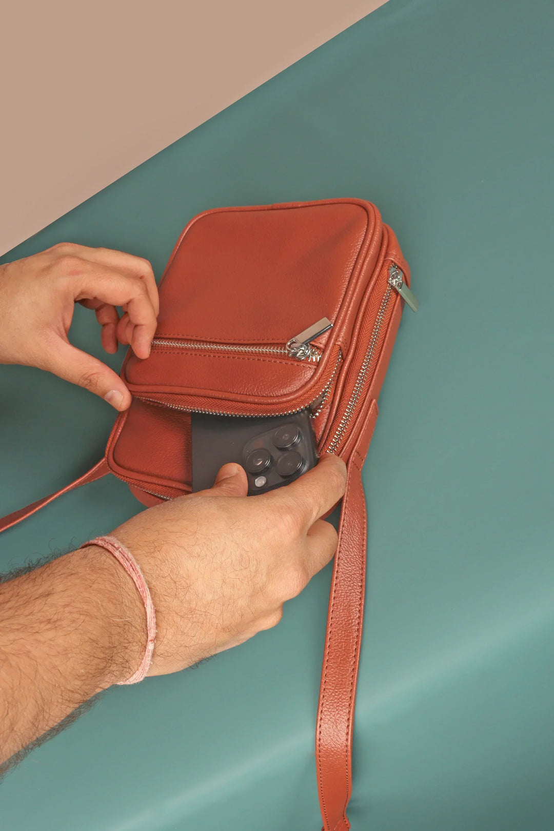 The House Of Ganges Men Letter Patch Vegan Leather Crossbody