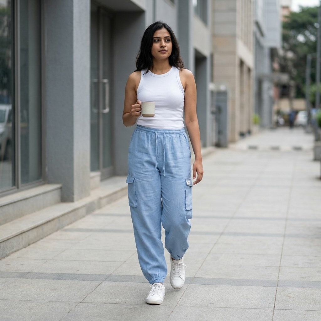 100% Premium Linen Joggers For Women