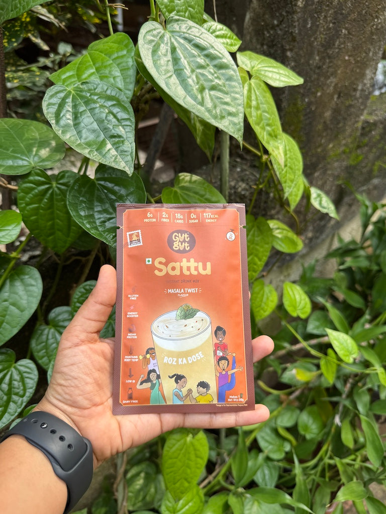 GutGut Sattu Masala Twist - Instant Drink Mix - Box of 30 Sachets - 30 x 30 Grams = 900 gm