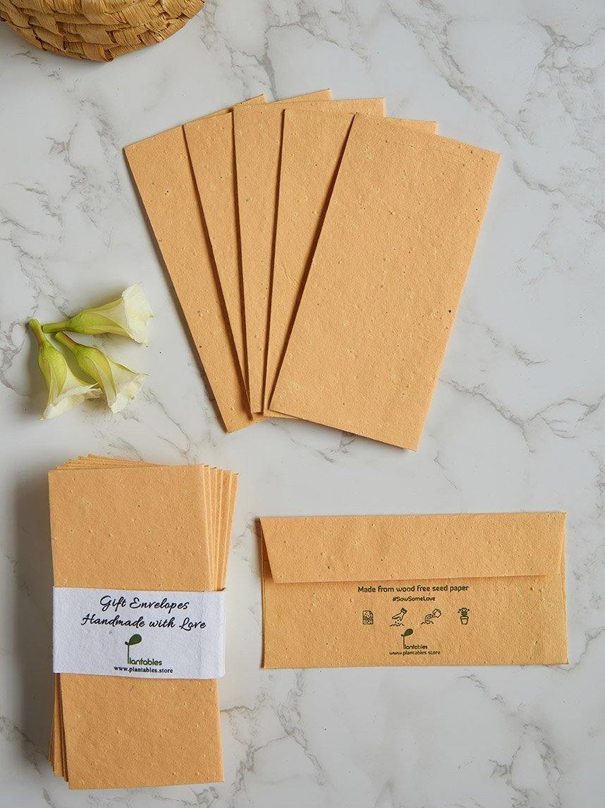 Plantables Light Orange Seed Paper Gift Envelopes, Set of 6