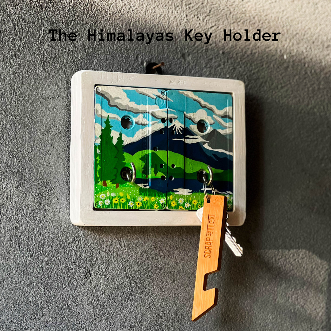 Scrapshala Himalayas mini key keyholder | upcycled | audio tapes | wanderlust | handcrafted