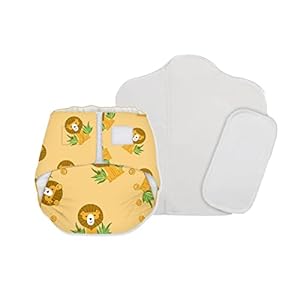 SNUGKINS Newborn Bliss Diapers for Newborn Babies (2.5-7kg) | Washable & Reusable | 1 Cloth Diaper, 1 Wet-Free Organic Cotton Pre-fold & 1 Booster Pad - Pak 1