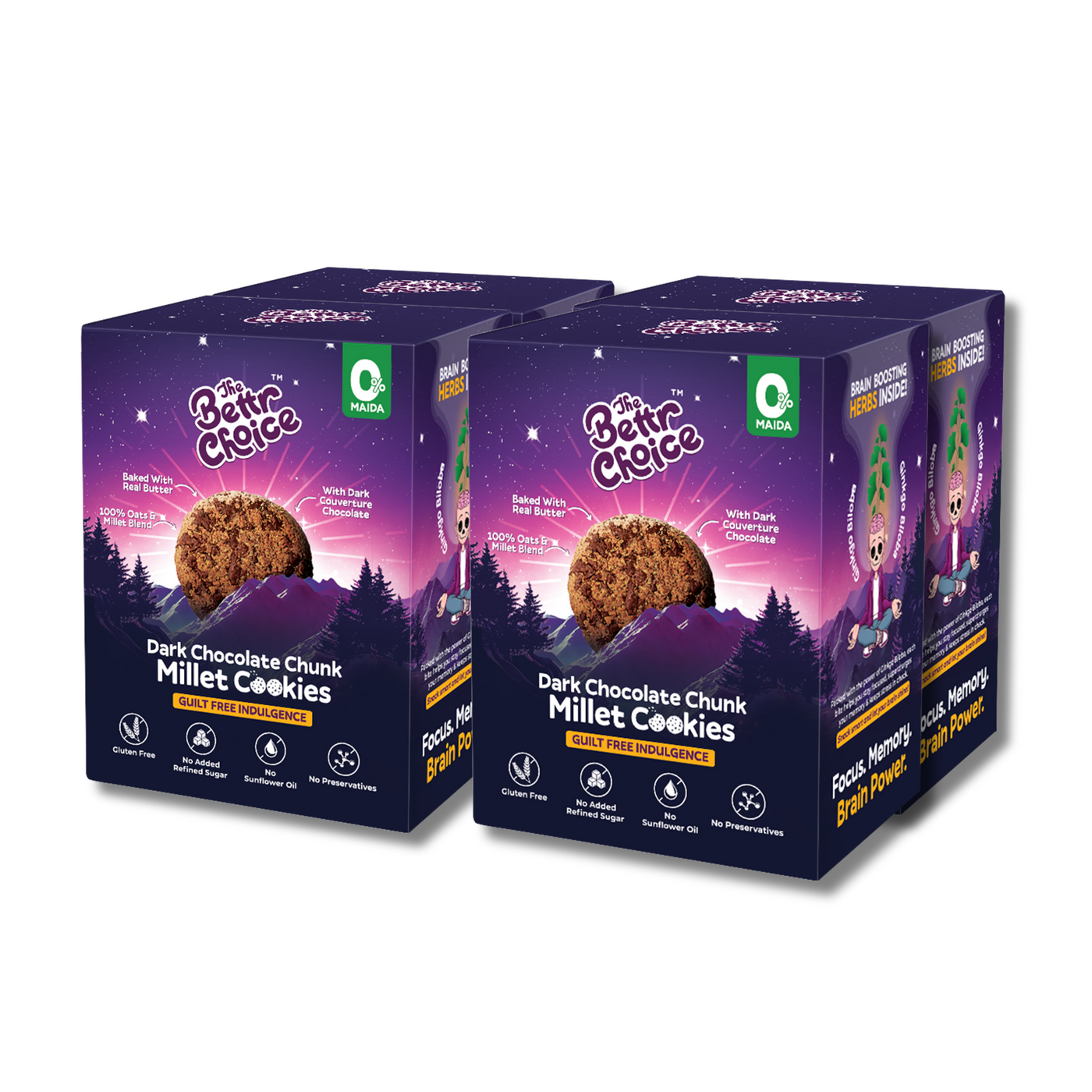 The Bettr Choice Millet Dark Chocolate Chunk Cookies - 100% Millets & Oats Blend, Jaggery Sweetened, No Maida, Gluten Free, No Added Refined Sugar, No Trans Fat, No Wheat | Healthy Snack