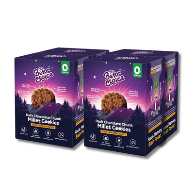 The Bettr Choice Millet Dark Chocolate Chunk Cookies - 100% Millets & Oats Blend, Jaggery Sweetened, No Maida, Gluten Free, No Added Refined Sugar, No Trans Fat, No Wheat | Healthy Snack