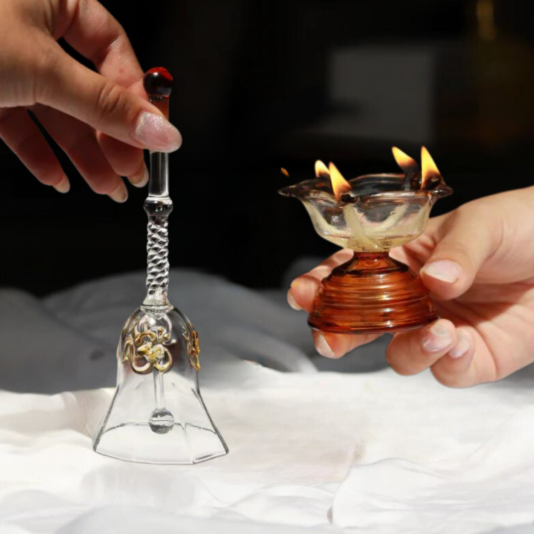 Muun Home Short Diya Gift Set - Short Diya and Ringing bell