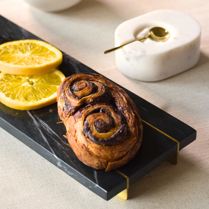 Muun Home Marble Tray With Gold Base