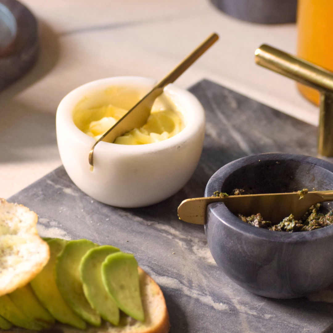 Muun Home Marble Butter Dish with Gold Knife