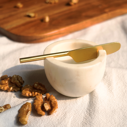 Muun Home Marble Butter Dish with Gold Knife