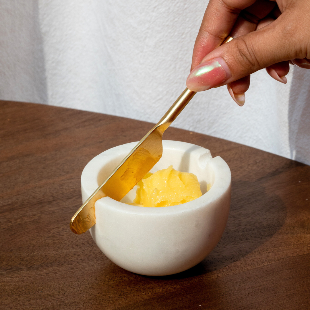 Muun Home Marble Butter Dish with Gold Knife