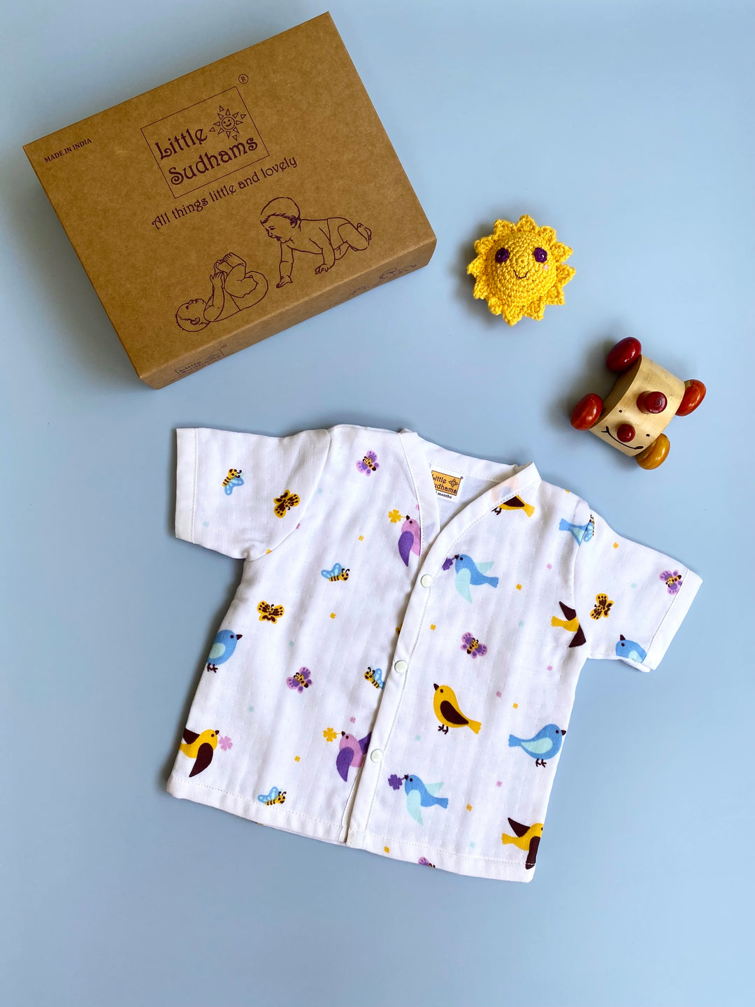 Little Sudhams Organic Cotton Muslin Baby Short-Sleeve Set