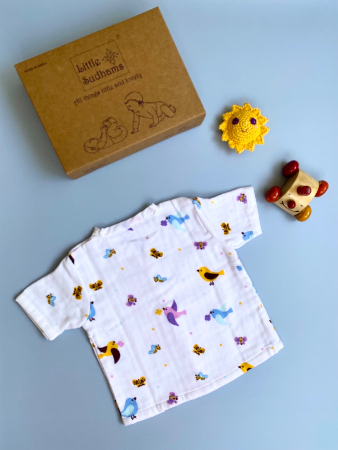 Little Sudhams Organic Cotton Muslin Baby Short-Sleeve Set