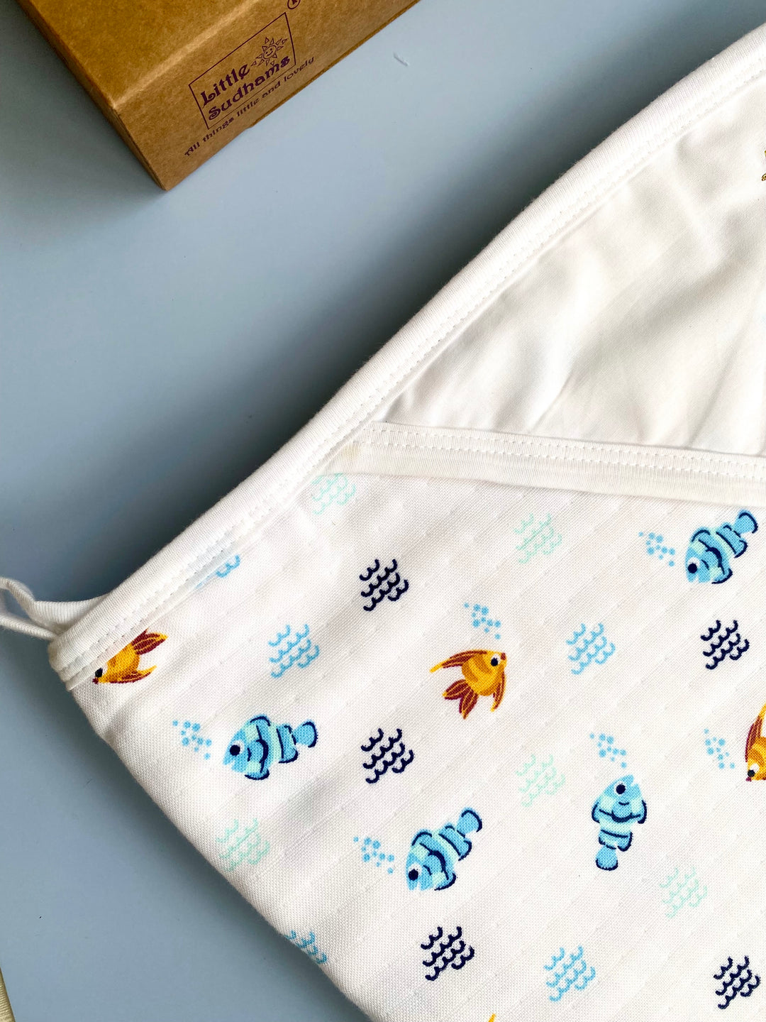 Little Sudhams Organic Cotton Muslin Hooded Baby Bath Towel