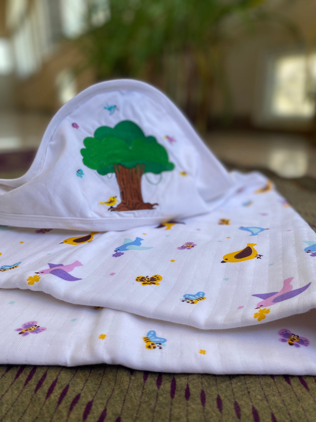 Little Sudhams Organic Cotton Muslin Hooded Baby Bath Towel