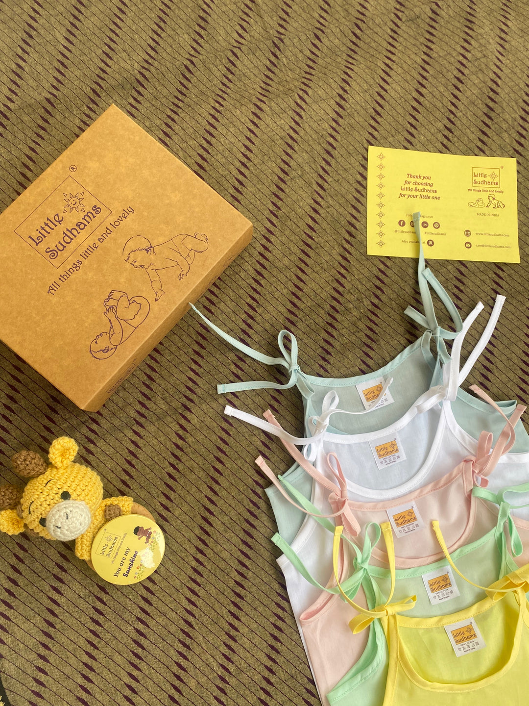 Little Sudhams Organic Cotton Newborn Baby Tank Tops (Pack of 5)