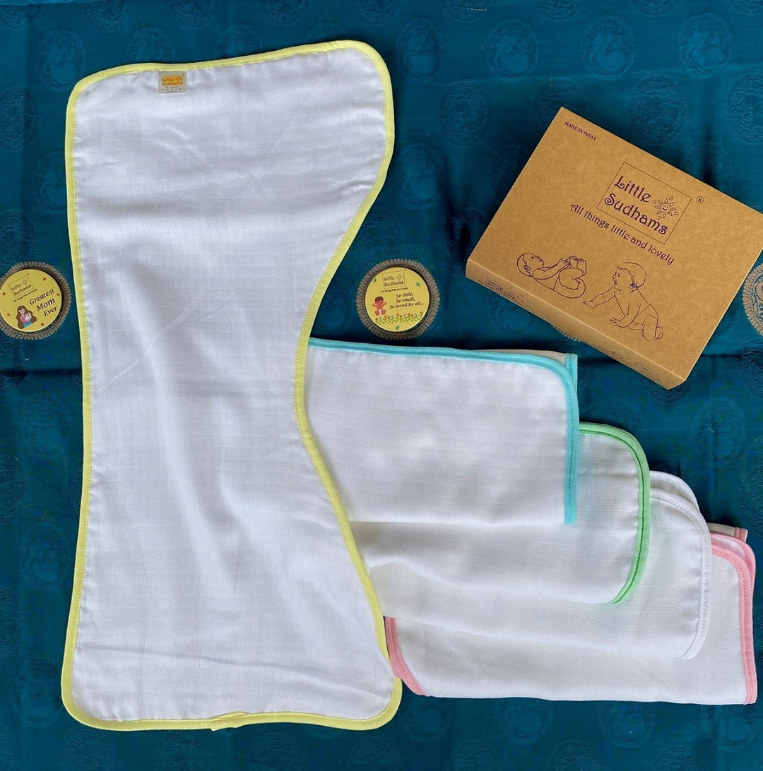 Little Sudhams Organic Cotton Muslin Baby Burp Pad (Pack of 5)