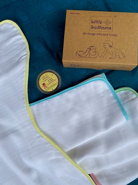 Little Sudhams Organic Cotton Muslin Baby Burp Pad (Pack of 5)