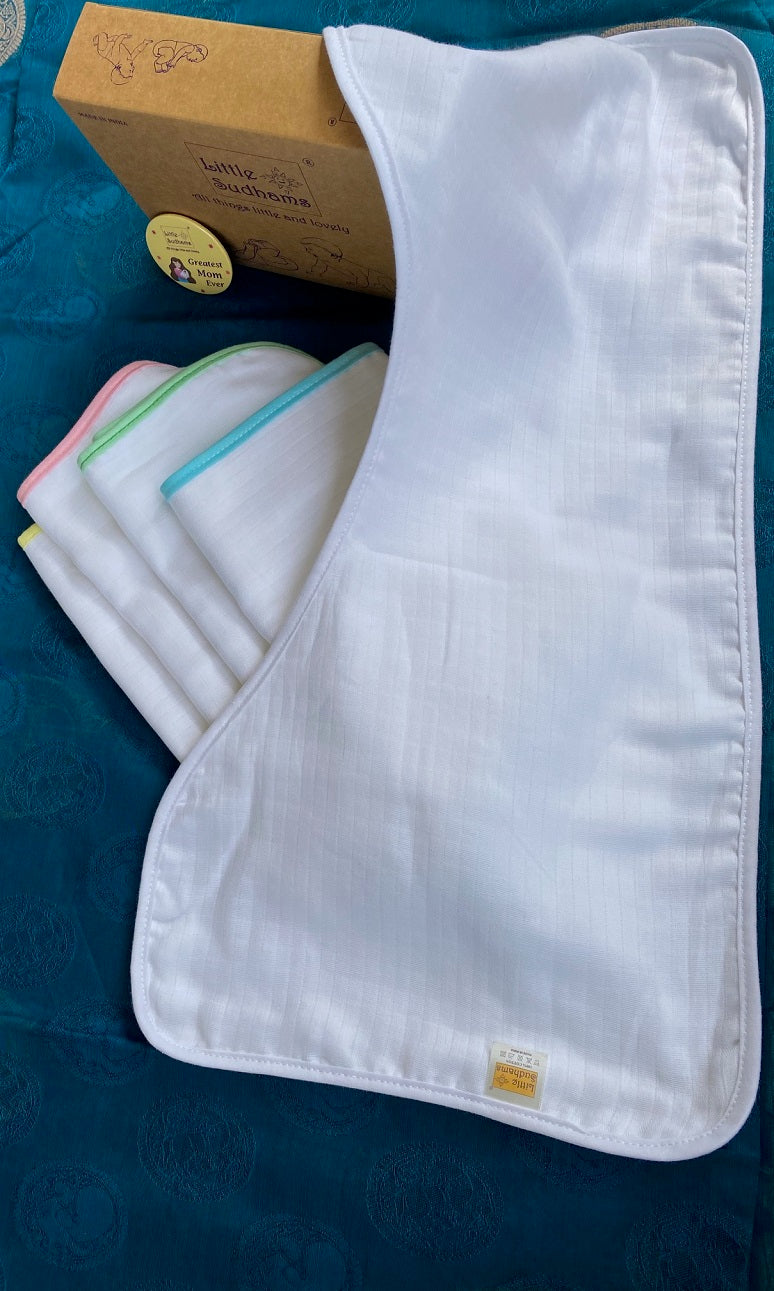 Little Sudhams Organic Cotton Muslin Baby Burp Pad (Pack of 5)