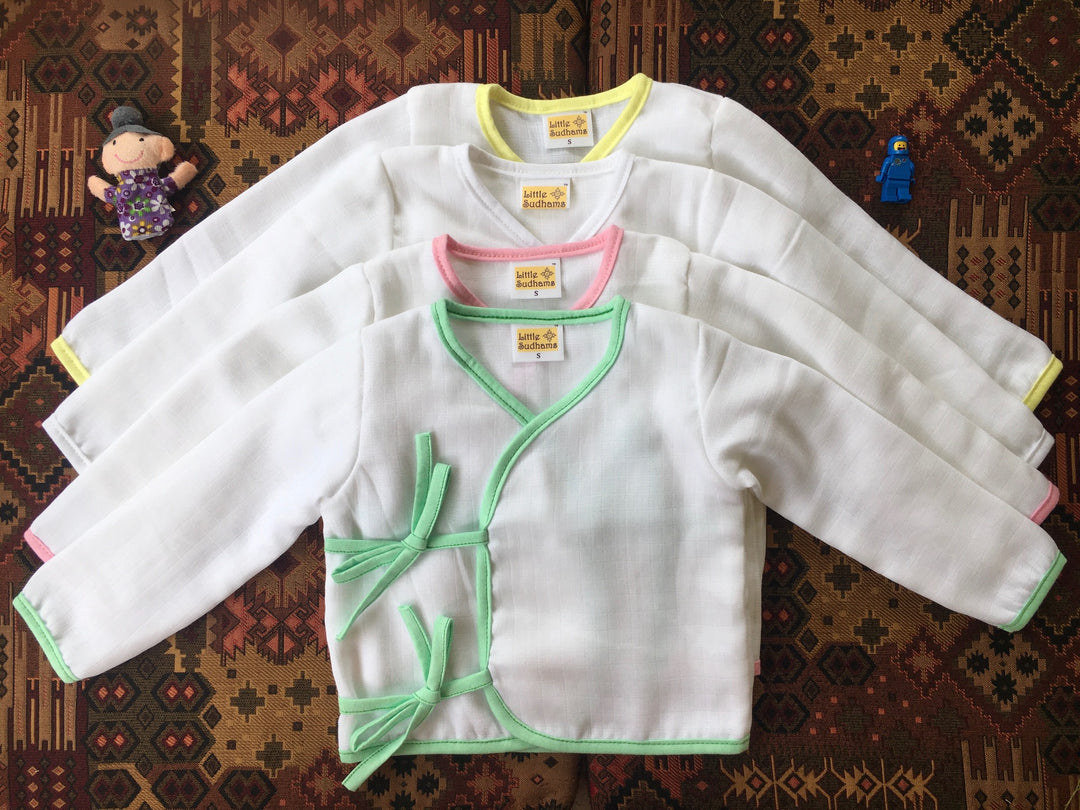 Little Sudhams Organic Cotton Muslin Full-Sleeve Tops (Pack of 4)