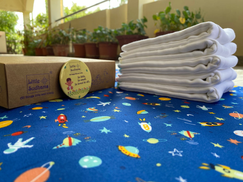 Little Sudhams Organic Cotton Muslin Baby Pre-folded Nappy Liner (Pack of 5)
