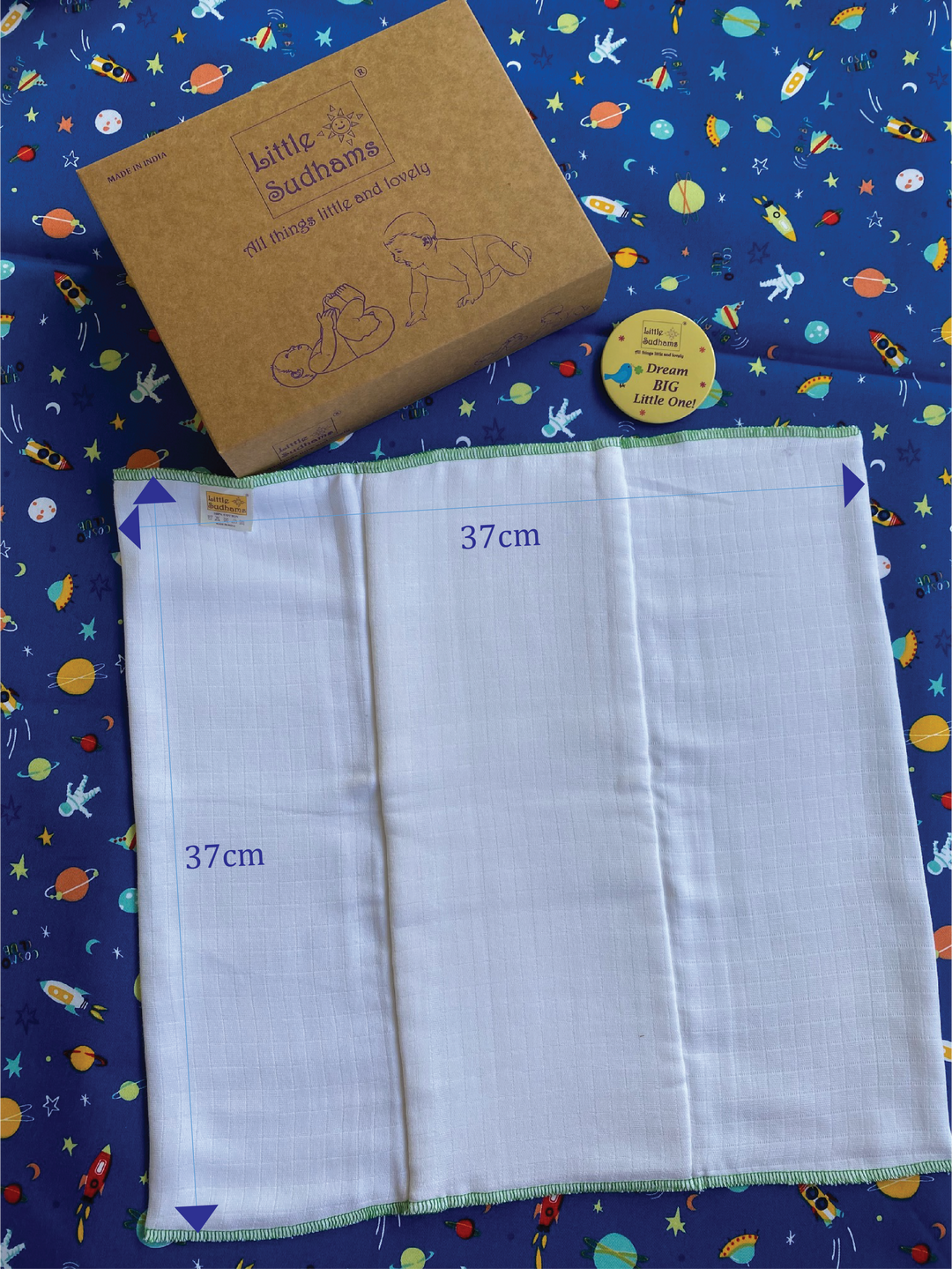 Little Sudhams Organic Cotton Muslin Baby Pre-folded Nappy Liner (Pack of 5)