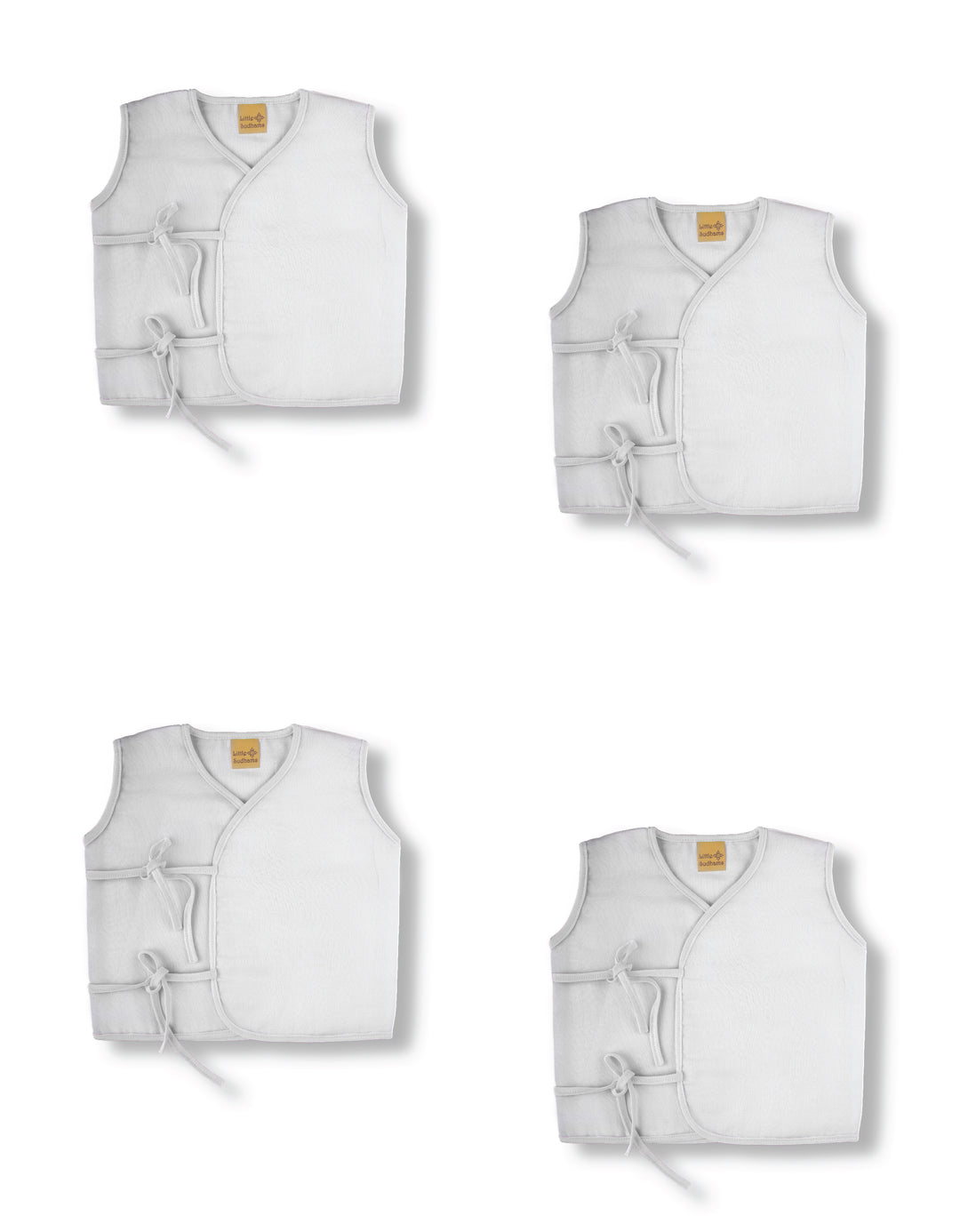 Little Sudhams Organic Cotton Muslin Sleeveless Tops (Pack of 4)