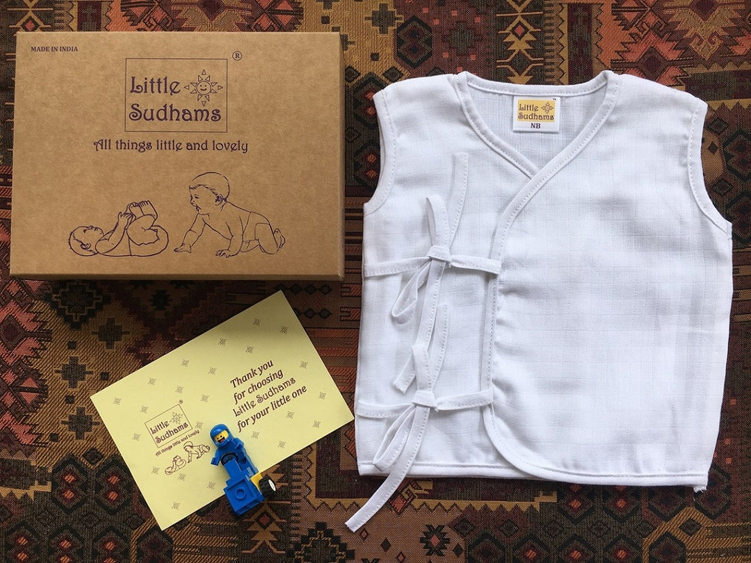 Little Sudhams Organic Cotton Muslin Sleeveless Tops (Pack of 4)