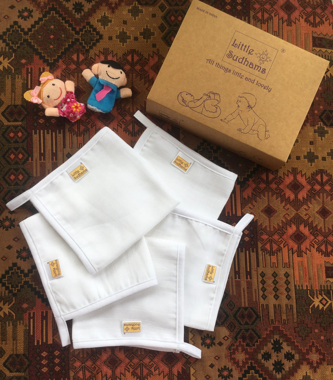 Little Sudhams Organic Cotton Muslin Wash Cloth (Pack of 5)