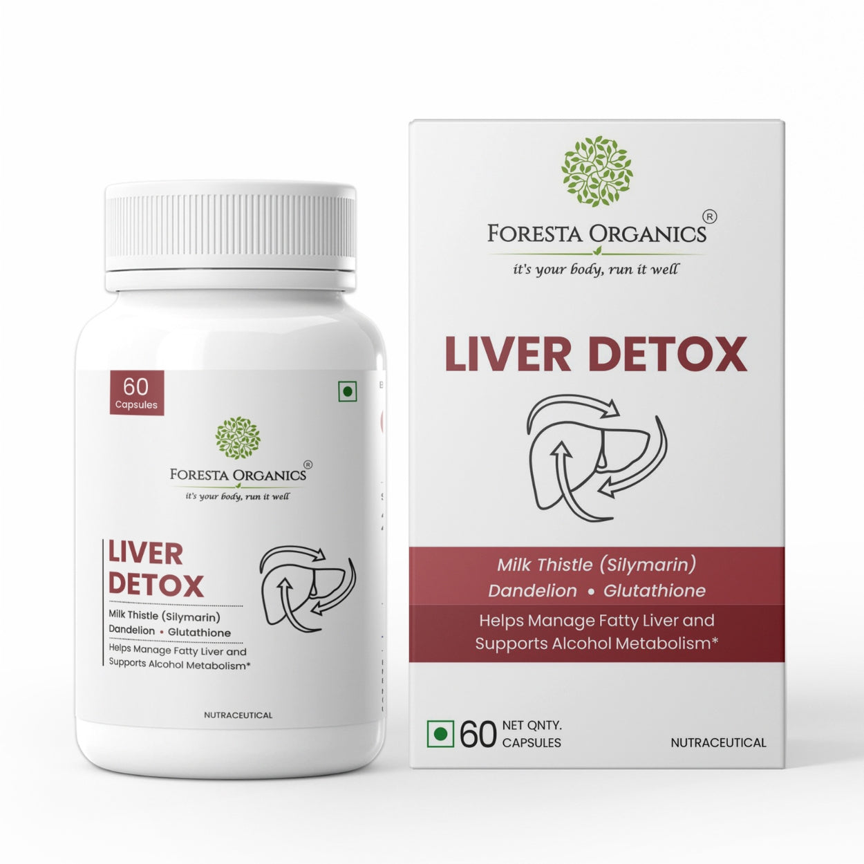 Liver Detox with Milk Thistle Extract (Silymarin), Dandelion & Glutathione - 60 Capsules