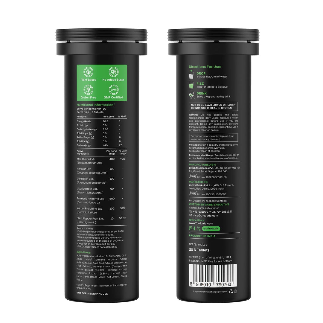 Auric Liver Advance Effervescent | Ayurveda Liver formulation  | Clinically Researched with No Artificial colours or Sweeteners