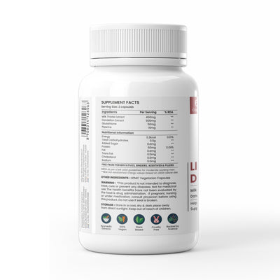 Liver Detox with Milk Thistle Extract (Silymarin), Dandelion & Glutathione - 60 Capsules