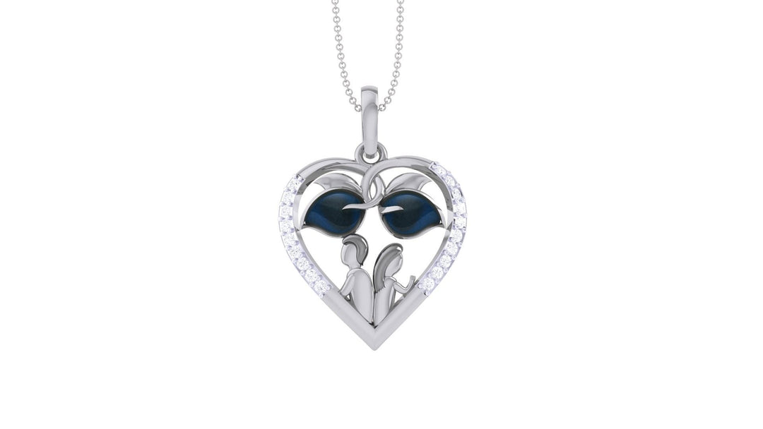 Diamond By Tilesh Diamond Heart Pendant – Family Love Design with Enamel Detail