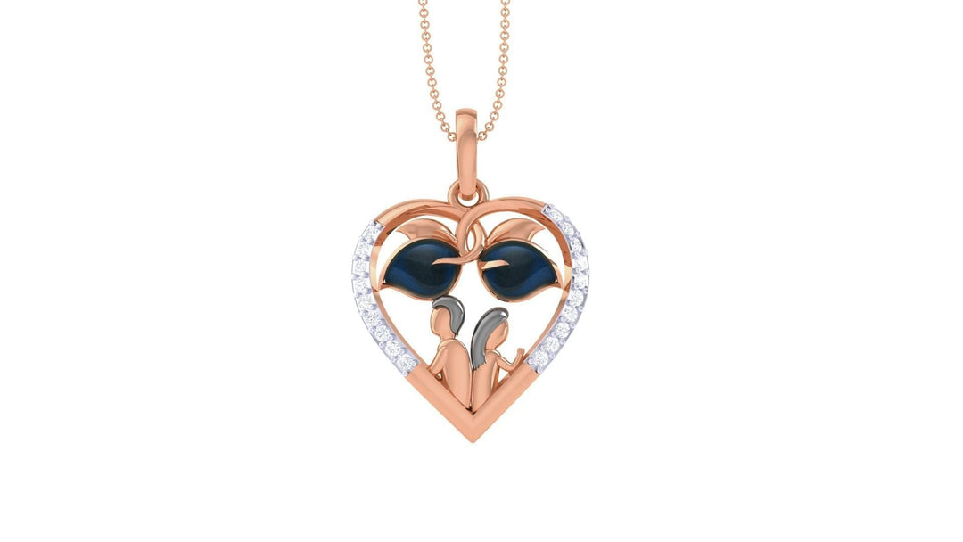 Diamond By Tilesh Diamond Heart Pendant – Family Love Design with Enamel Detail