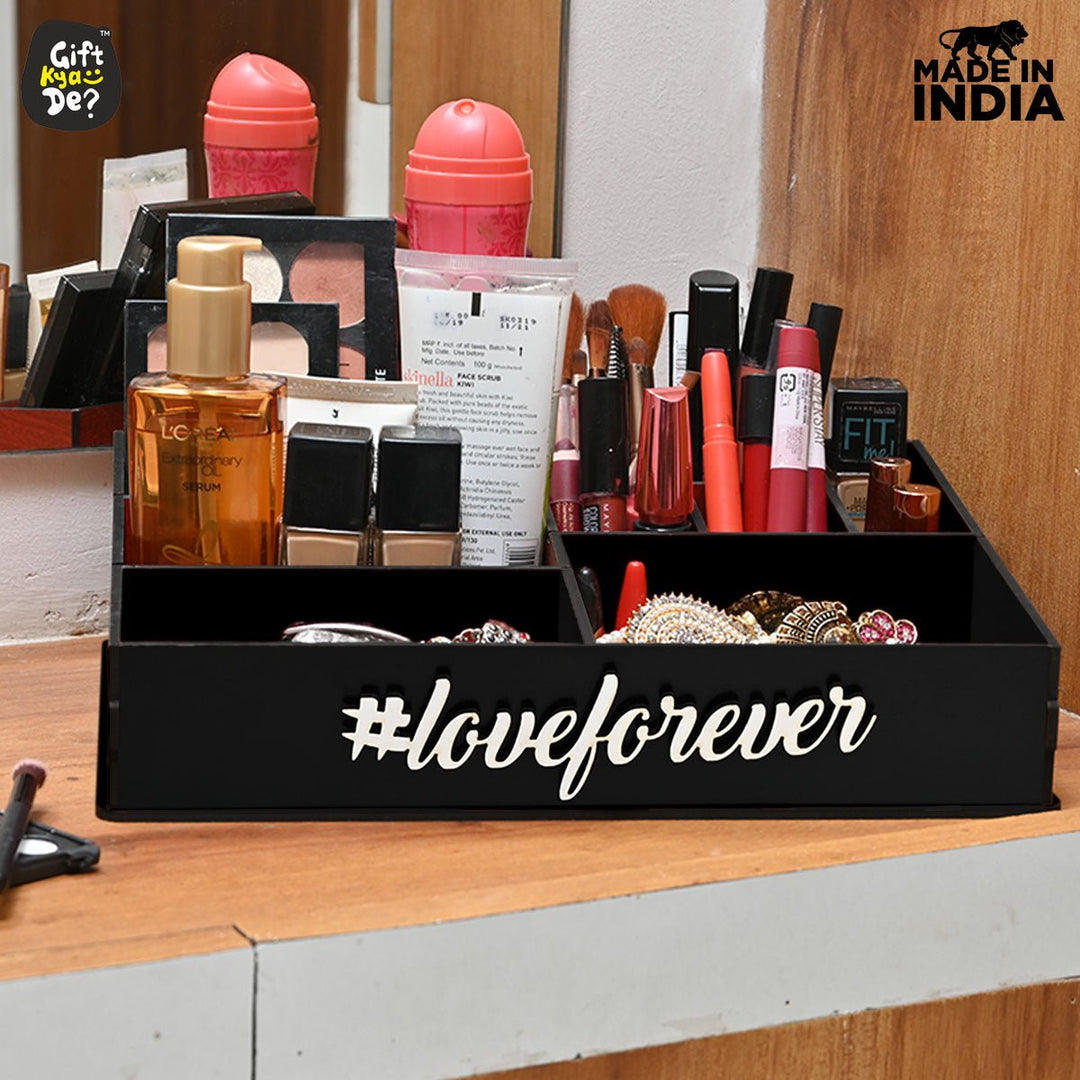 Gift Kya De Makeup Organizer For Dressing Table | 9 Compartments | Storage boxes For Lipstick, Nail Polish (30 x 22cm)