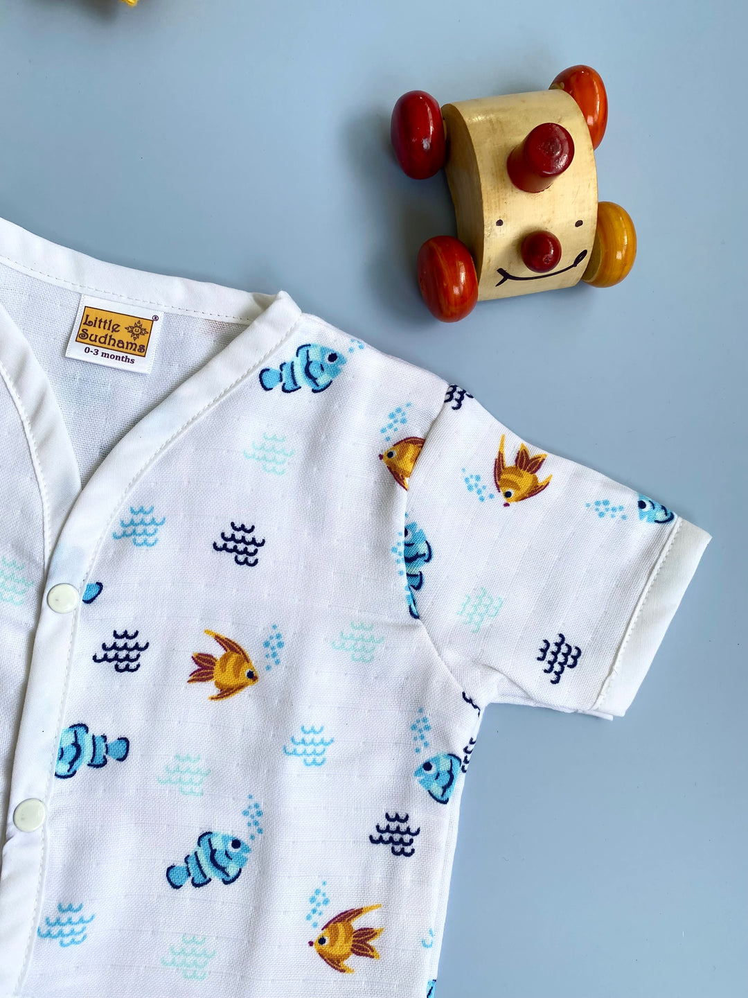 Little Sudhams Organic Cotton Muslin Baby Short-Sleeve Set