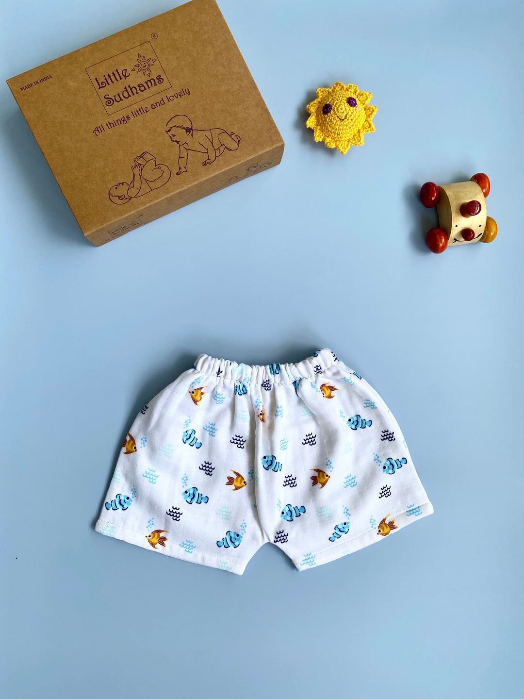 Little Sudhams Organic Cotton Muslin Baby Short-Sleeve Set