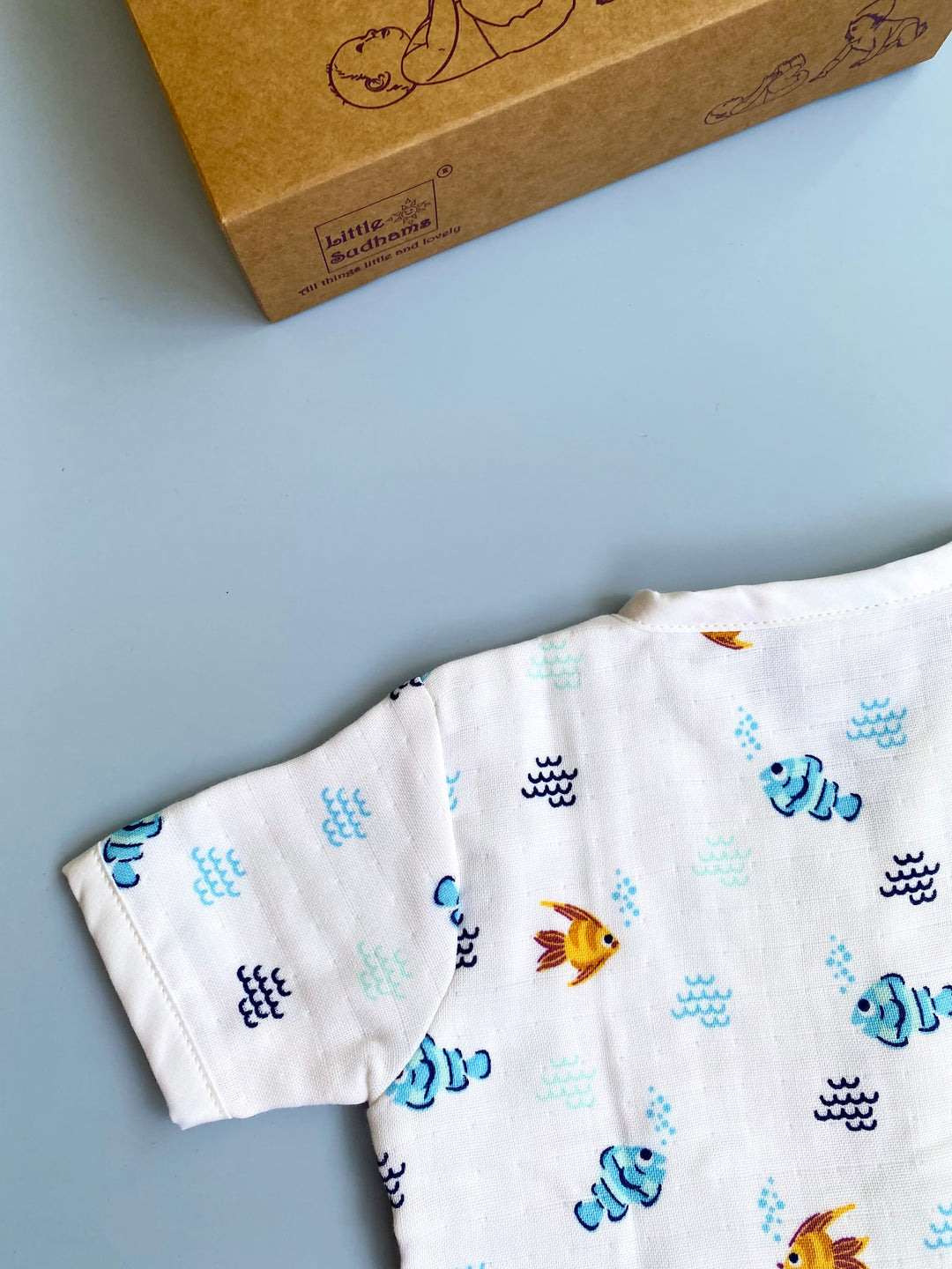 Little Sudhams Organic Cotton Muslin Baby Short-Sleeve Set