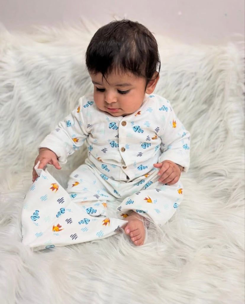 Little Sudhams Organic Cotton Muslin Baby Full-Sleeve Set