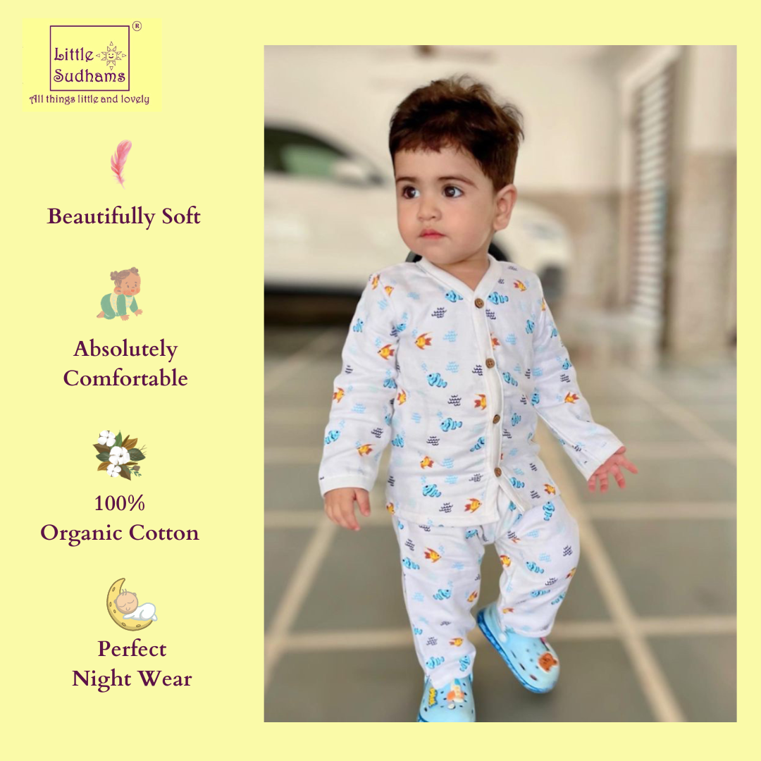 Little Sudhams Organic Cotton Muslin Baby Full-Sleeve Set