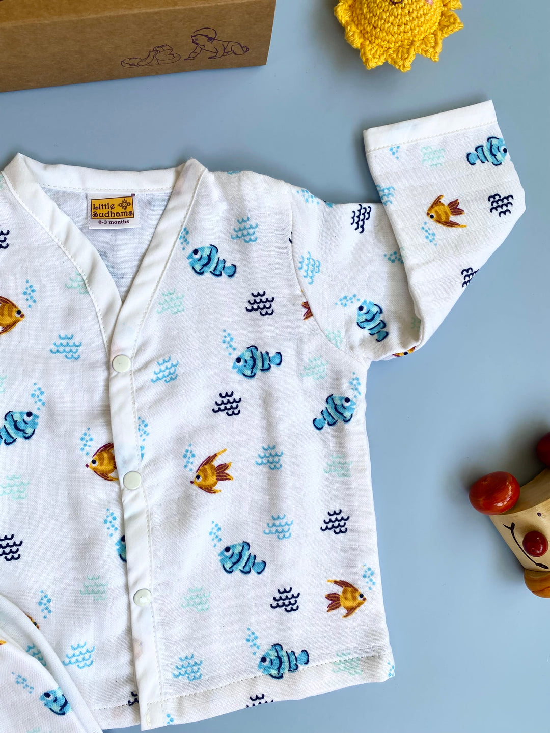 Little Sudhams Organic Cotton Muslin Baby Full-Sleeve Set