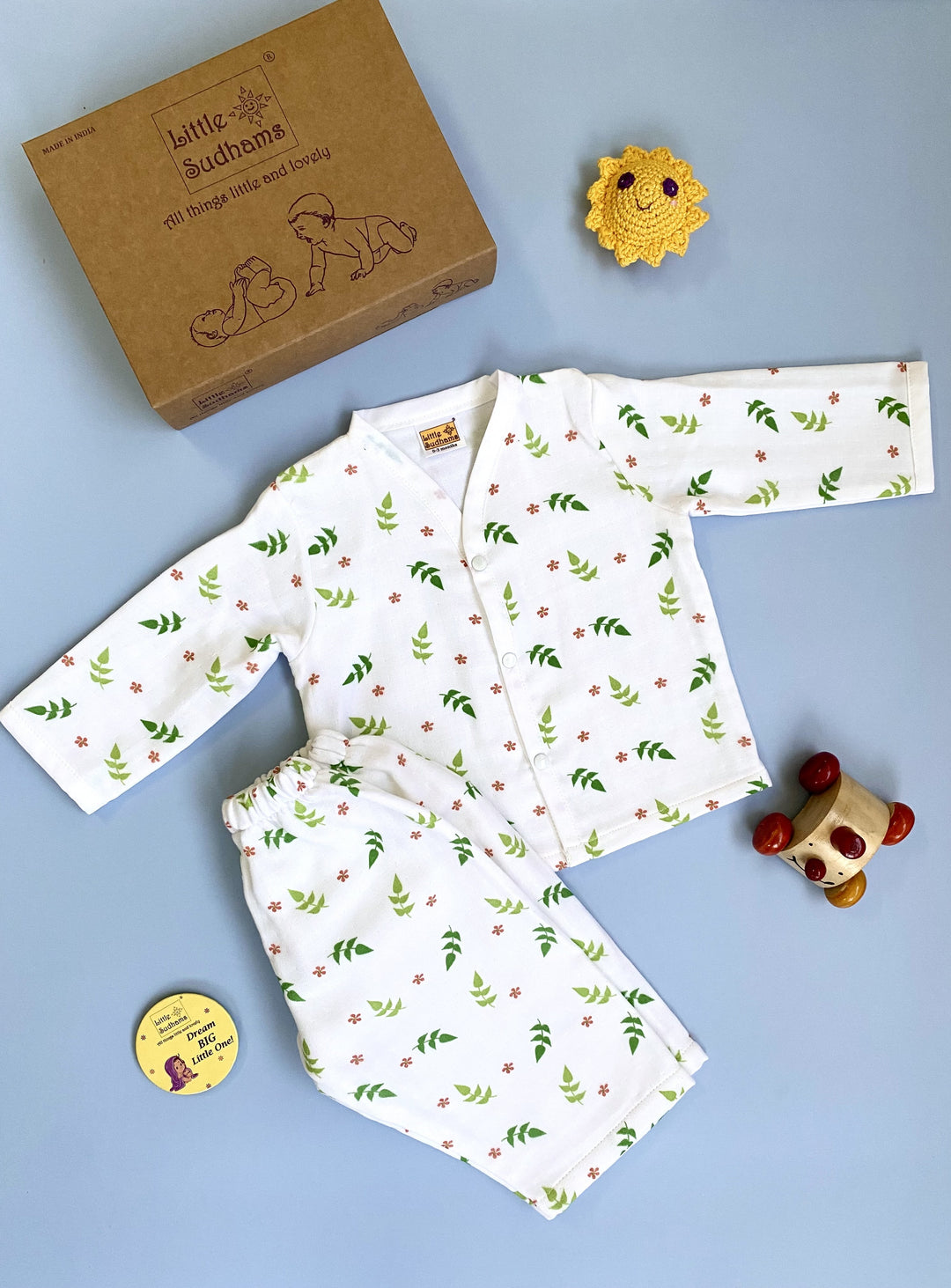 Little Sudhams Organic Cotton Muslin Baby Full-Sleeve Set