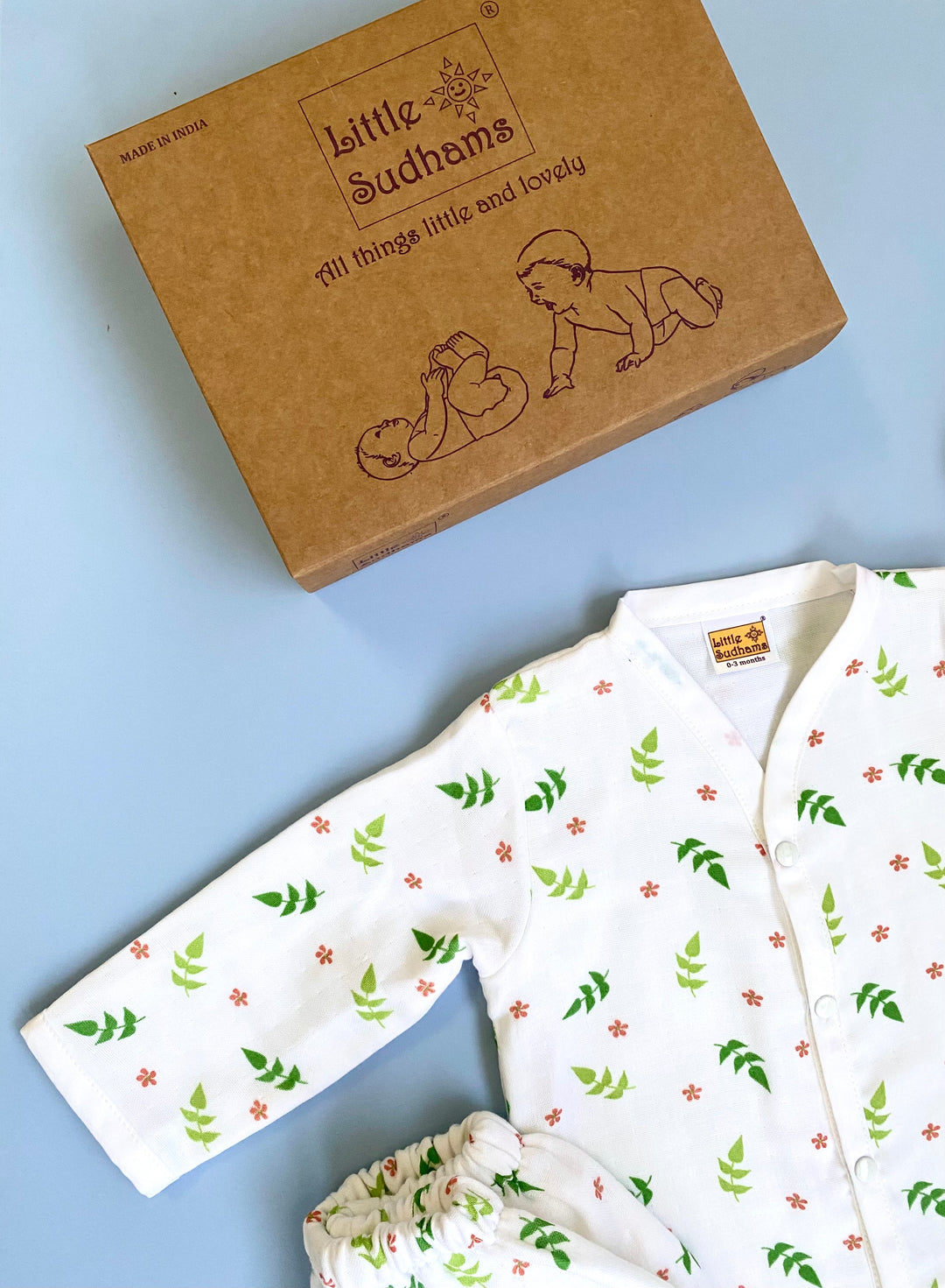 Little Sudhams Organic Cotton Muslin Baby Full-Sleeve Set