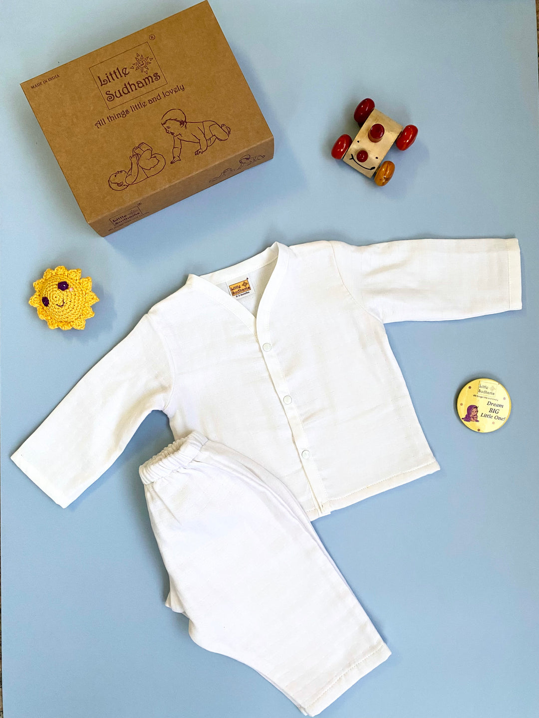 Little Sudhams Organic Cotton Muslin Baby Full-Sleeve Set
