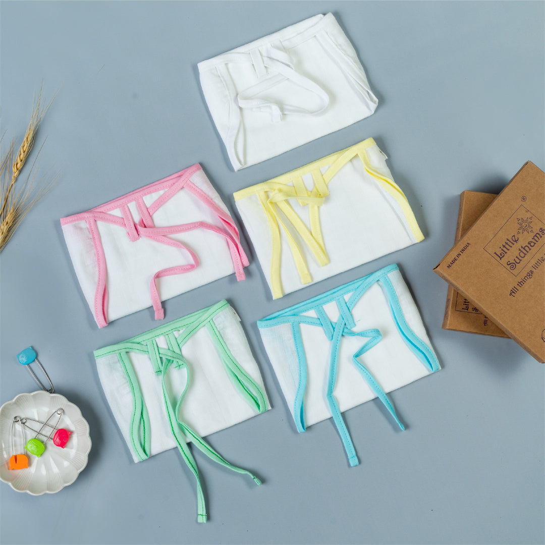 Little Sudhams Organic Cotton Muslin U-shaped Nappy (Pack of 5)
