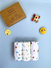 Little Sudhams Organic Cotton Muslin Baby Swaddle Blanket (Pack of 3)
