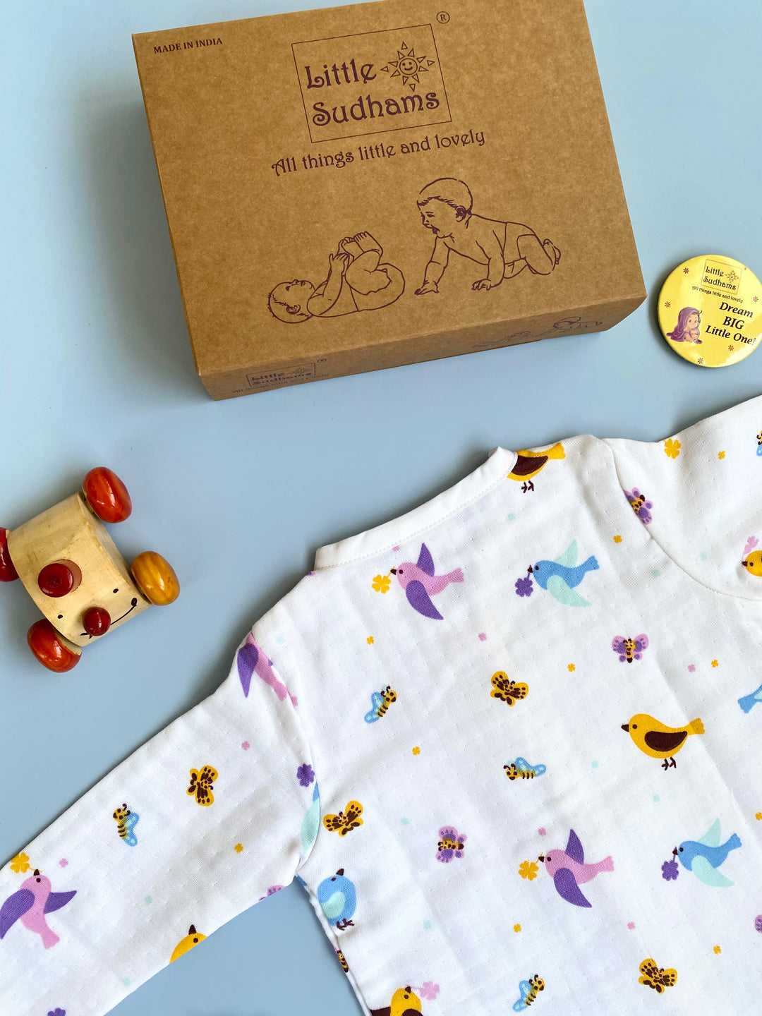 Little Sudhams Organic Cotton Muslin Baby Full-Sleeve Set