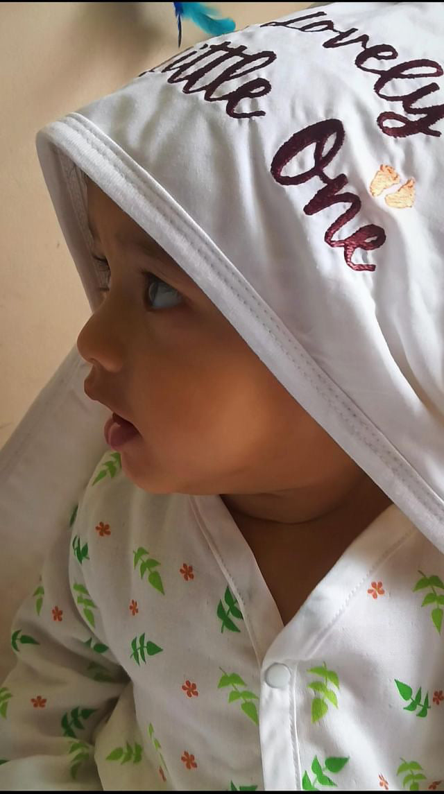 Little Sudhams Organic Cotton Muslin Hooded Baby Bath Towel