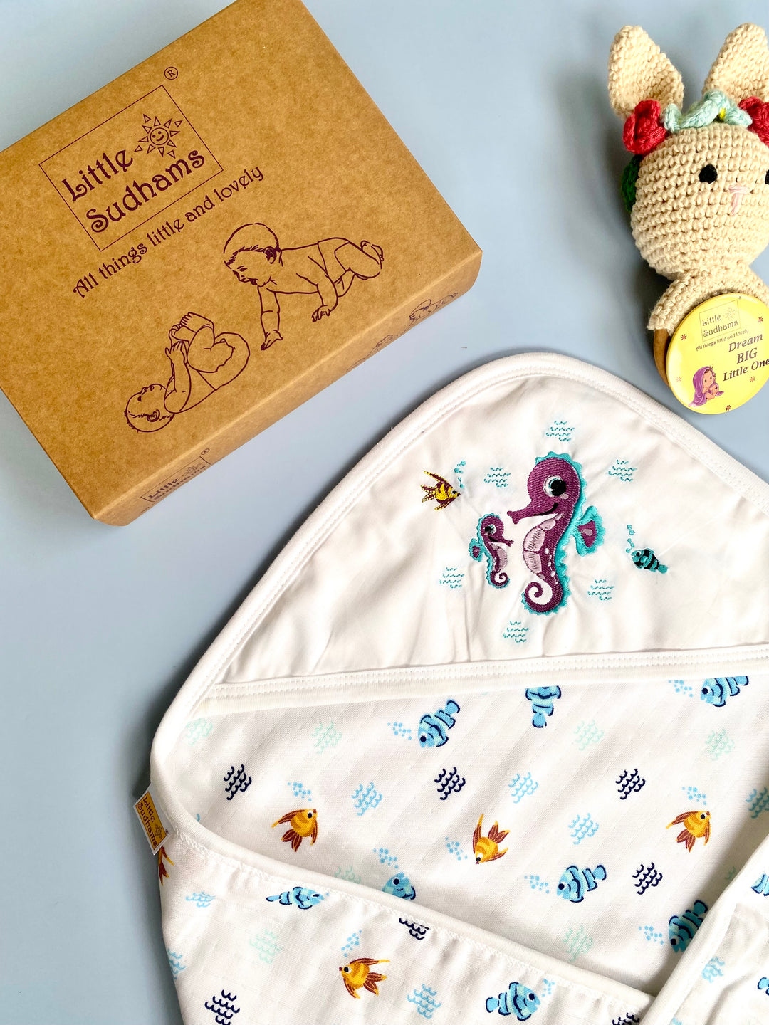 Little Sudhams Organic Cotton Muslin Baby Gift Set
