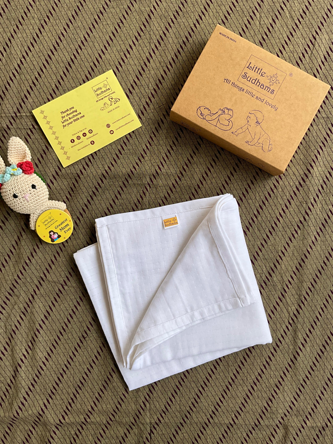 Little Sudhams Organic Cotton Muslin Baby Swaddle Blanket (Pack of 3)