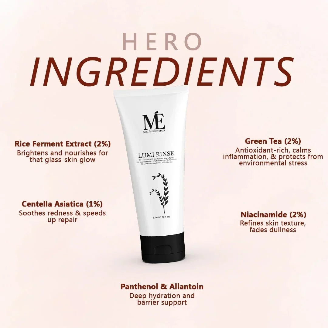 Lumi Rinse Face Wash – Soothing Cleanser with Rice Ferment & Centella Asiatica