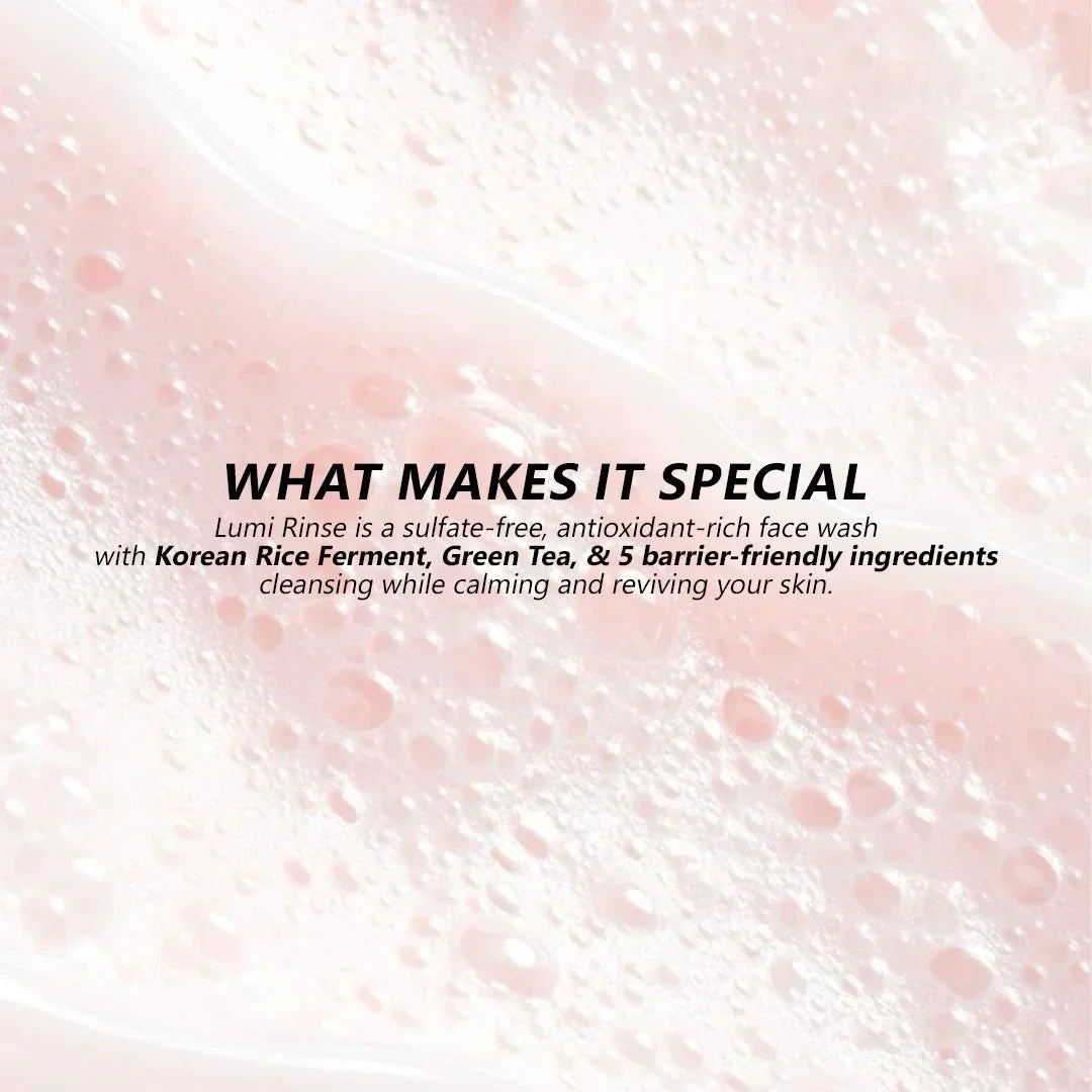 Lumi Rinse Face Wash – Soothing Cleanser with Rice Ferment & Centella Asiatica
